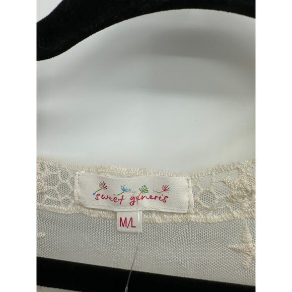 Sweet Generis Women Cream Lace Cardigan Vest Size M/L Boho Festival Hippie Gypsy - Picture 6 of 7